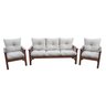 Conjunto Cancún Sofá 3 Lugares e Poltronas de Madeira Banco Super Resistente Liso Creme - 6