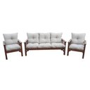 Ver imagem 6 de Conjunto Cancún Sofá 3 Lugares e Poltronas de Madeira Banco Super Resistente Liso Creme