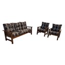 Ver imagem 7 de Conjunto Cancún Sofá 3 Lugares e Poltronas de Madeira Banco Super Resistente Estampa Floral Preta