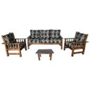 Ver imagem 7 de Conjunto Cancún Sofá 3 Lugares e Poltronas de Madeira Banco Super Resistente Estampa Floral Preta