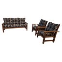 Ver imagem 6 de Conjunto Cancún Sofá 3 Lugares e Poltronas de Madeira Banco Super Resistente Estampa Floral Preta