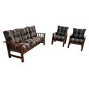 Ver mais imagens de Conjunto Cancún Sofá 3 Lugares e Poltronas de Madeira Banco Super Resistente Estampa Floral Preta