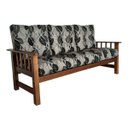 Ver imagem 1 de Conjunto Cancún Sofá 3 Lugares e Poltronas de Madeira Banco Super Resistente Estampa Floral Preta