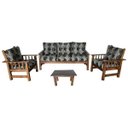 Ver imagem 5 de Conjunto Cancún Sofá 3 Lugares e Poltronas de Madeira Banco Super Resistente Estampa Floral Preta