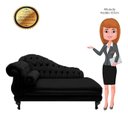 Ver imagem 5 de Recamier Divã Larissa 150cm Direito Suede:preto/liso