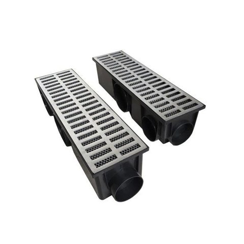 Grelha Pluvial Modelo 15x50 Aluminio com Caixa Coletora Modular Multi Saídas e Tela Anti Insetos - Fi