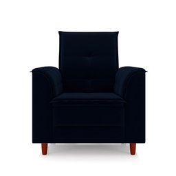 Poltrona Decorativa Estofada Confortável Sala Miley Veludo:azul Marinho - 5
