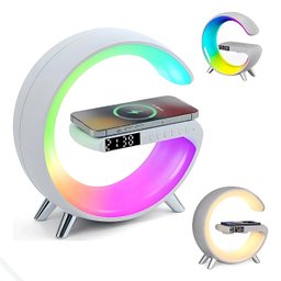 Luminária Inteligente Branca Relógio Rgb Carregador Indução - 2
