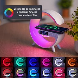 Luminária Inteligente Branca Relógio Rgb Carregador Indução - 5