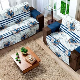 Protetor Sofá Estampado 2 e 3 Lugares - Floral Azul Marinho - 2