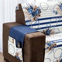 Ver imagem 4 de Protetor Sofá Estampado 2 e 3 Lugares - Floral Azul Marinho