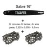 Kit 1 Sabre 16 + 2 Corrente Motosserra Tekna Cs55 32 Dentes 64 elos 45cm 0,325 x 0,058 kit Tssaper - 4