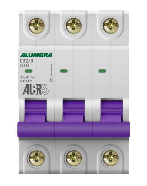 Disjuntor Tripolar 32A 3kA Curva C Albr3 - Alumbra (Branco) - 1