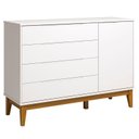 Ver imagem 2 de Berço Americano e Cômoda com Porta Classic Elfe Branco Acetinado com Pés Madeira - Reller
