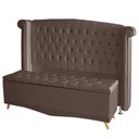 Ver imagem 1 de Kit Cabeceira de Cama Box e Calçadeira Baú Luxo Queen 160 Cm Suede Rosê Eli Móveis