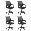 Ver imagem 1 de Kit 4 Cadeiras de Escritório Nelis Base Pp - Preta