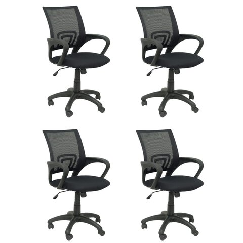 Kit 4 Cadeiras de Escritório Nelis Base Pp - Preta