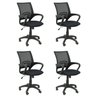 Kit 4 Cadeiras de Escritório Nelis Base Pp - Preta - 1