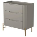 Ver imagem 4 de Mesa de Cabeceira Orgânica 3 Gavetas Pés Industrial Dourado Bliss I03 Grigio - Lyam Decor
