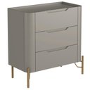 Ver imagem 1 de Mesa de Cabeceira Orgânica 3 Gavetas Pés Industrial Dourado Bliss I03 Grigio - Lyam Decor