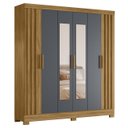 Ver imagem 1 de Guarda Roupa Casal 195cm Espelho Ripado Arlon M07 Freijó/cinza - Mpozenato