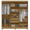 Ver imagem 3 de Guarda Roupa Casal 195cm Espelho Ripado Arlon M07 Freijó/cinza - Mpozenato