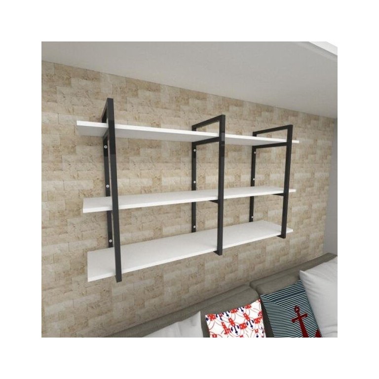 Prateleira Industrial para Sala - Aço Preto - 30cm - Modelo Ind12