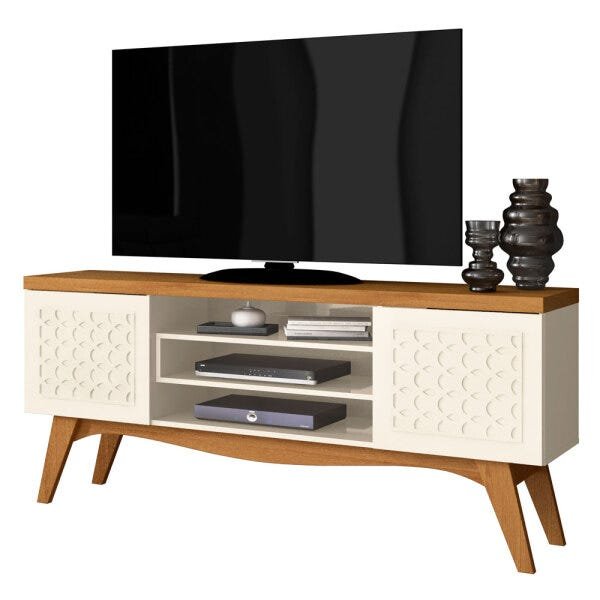 Rack Bancada para Sala de Estar com 2 Portas Lis Off White/Coral - Frade Movelaria é boa?