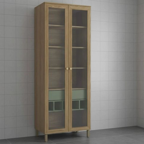 Cristaleira de Cozinha 2 Portas de Vidro 80cm com Pés Botanic Kappesberg