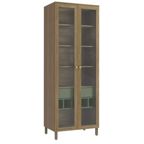 Armário de Cozinha Cristaleira 2 Portas de Vidro 80cm com Pés M628 Botanic Kappesberg