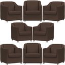 Ver imagem 1 de Kit 8 Poltronas Mila Corino Cores Pé de Plástico Cromado - Marrom Corino