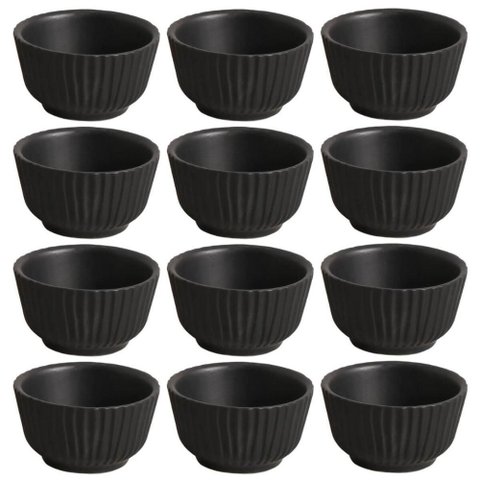 Kit 12 Ramequins 170ml Cerâmica Preto Matte Artesanal Porto Brasil Molheira Restaurante Bar