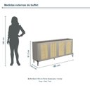 Ver imagem 3 de Buffet Bend 180 cm Porta Sextavada Incolar Grigio com Pé Preto