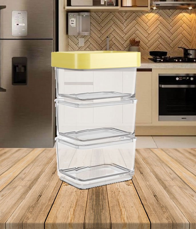 Pote Clear Micro Trio 6,2 x 8 x 13 cm 300 ml - Amarelo Soft Coza - 3