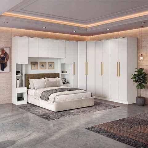 Quarto Modulado Adapt 13 Portas 6 Gavetas MDP 620cm Branco