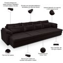 Ver imagem 4 de Sofá Retrátil para Sala de Estar 4 Lugares 339cm Riza S03 Couro Vinho - Lyam Decor