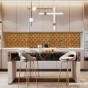 Ver imagem 1 de Papel de Parede Lavavel para Cozinha Revestimento Fosco Pastilha Metálica Gold - 0,58 x 1,00m