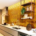 Ver imagem 1 de Papel de Parede Lavavel para Cozinha Revestimento Brilho Pastilha Metálica Bronze - 0,58 x 1,00m
