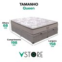 Ver imagem 3 de Cama Box Baú Queen Cinza e Colchão Four Season Molas Vstore