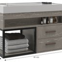 Ver imagem 2 de Gabinete para Banheiro 2 Gavetas Suspenso New 80 Cinza/Marmo Crema