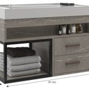 Ver imagem 2 de Gabinete para Banheiro 2 Gavetas Suspenso New 80 Cinza/Marmo Crema