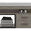 Ver imagem 1 de Gabinete para Banheiro 2 Gavetas Suspenso New 80 Cinza/Marmo Crema