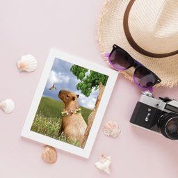 Quadro Decorativo Capivara Colagem 45x34cm - com vidro:Madeira branca - 1