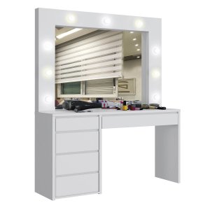Penteadeira Camarim com Espelho 5 Gavetas Berlim New Mavaular Branco
