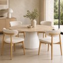 Ver imagem 4 de Mesa de Jantar Cone Oval 198x122 cm Tampo Mármore Travertino Base Laca Branca