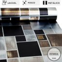 Ver imagem 2 de Papel de Parede Lavavel para Cozinha Revestimento Fosco Pastilha Metálica Mosaico Escovado - 0,58 x