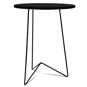 Mesa De Canto Lateral Redonda Alta Athenas Tripé Mdf Preta