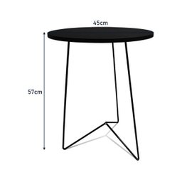 Mesa De Canto Lateral Redonda Alta Athenas Tripé Mdf Preta - 5