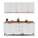 Ver imagem 5 de Cozinha Pérola 200cm 4 Peças com Tampo Branco/Freijó Yescasa