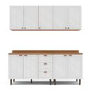 Ver imagem 2 de Cozinha Pérola 200cm 4 Peças com Tampo Branco/Freijó Yescasa